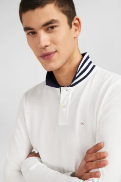 White cotton polo with contrasting neck