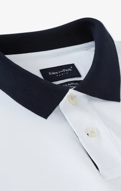 White cotton polo with contrasting neck