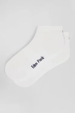 White stretch cotton low-cut socks
