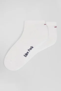 White stretch cotton low-cut socks