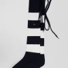 White stretch cotton rugby socks with stripes