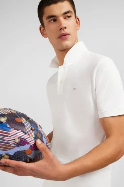 White stretch pima cotton polo