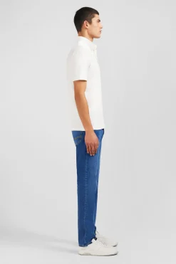 White stretch pima cotton polo