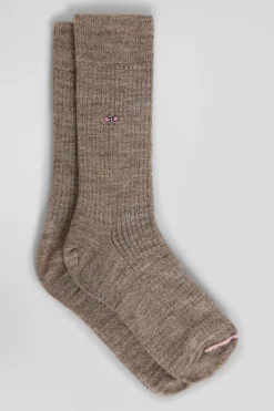 Women's brown alpaca wool blend socks
